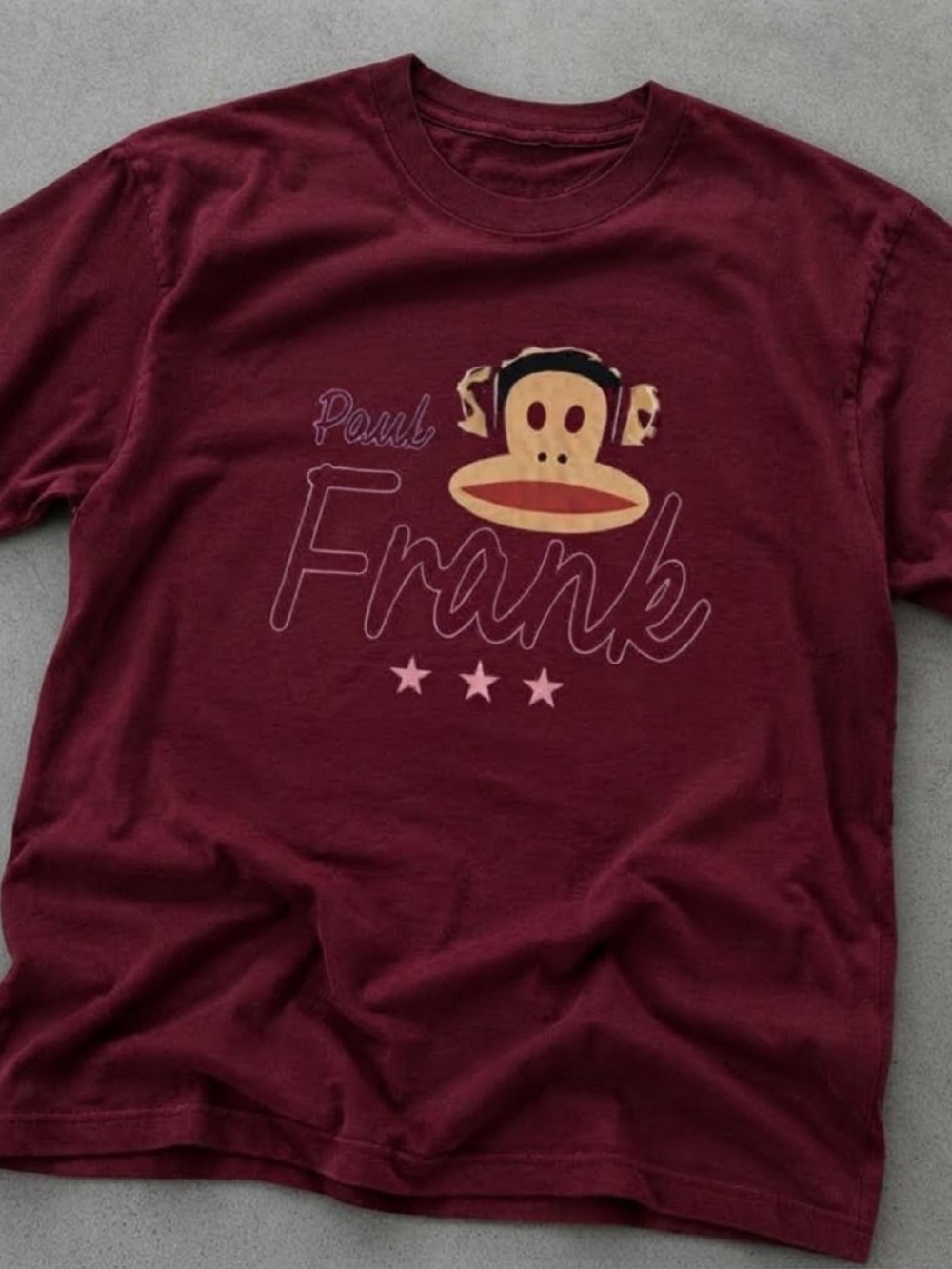 Gildan Maroon P Graphic Tee with Yellow Monkey Accent
